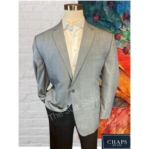 Chaps Ralph Lauren 48R Mens Chambray Blue Dove Gray Nailhead Blazer Jacket